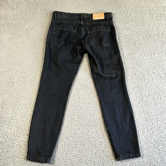 One Teaspoon Jeans Woman's 26 Black Low‎ Waist Skinny Leg Distressing - Picture 11 of 13